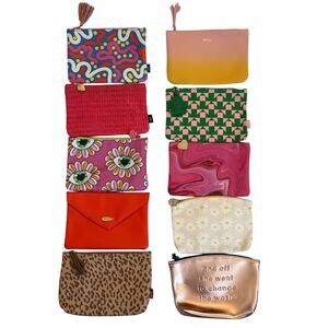Ipsy Glam Bags Lot of 10  Makeup Travel Pouches Assorted Styles & Colors